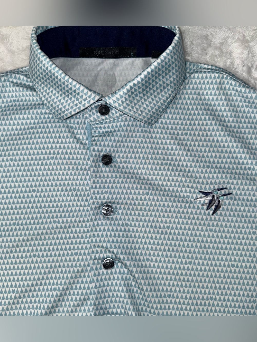 Greyson Light Blue Micro-Pattern Polo - Picture 3 of 5